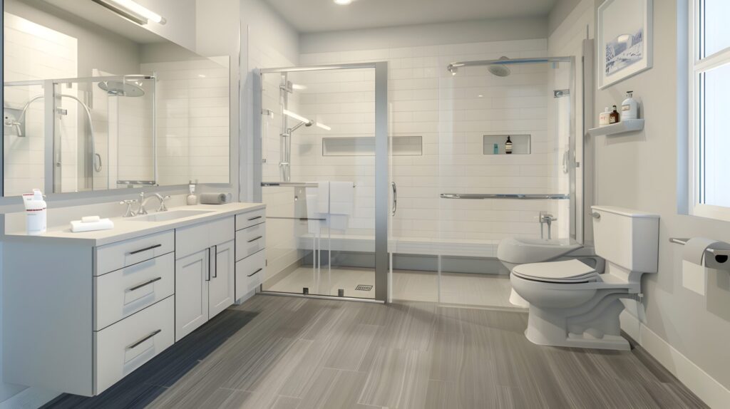Senior-Friendly Bathroom with Modern Amenities and Safety Features